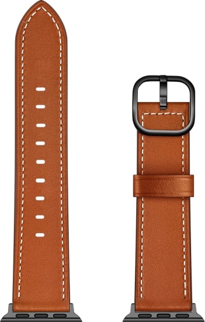 Leren bandje - geschikt voor Apple Watch 1/2/3/4/5/6/7/8/9/10/11/ SE (1,2,3) met maat 38 mm / 40 mm / 41 mm en 42 mm (Watch 10/11) - bruin