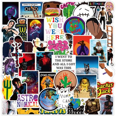 10 30 50 Stuks Coole Rapper Travis Scott Zanger Stickers Fiets Skateboard Koelkast Gitaar Bagage Doe-het-zelf Waterdichte Grap Sticker Kinder Speelgoed blue