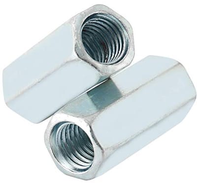 Dailygoods- Stangmoer M12 x 40 mm - Zeskantige Bevestiging - Verzinkt Koolstofstaal - Stevige Verbinding - Geschikt voor Machines - Corrosiebestendig - Moer