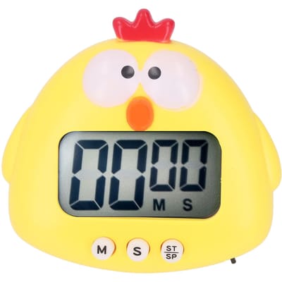 Digitale Keukentimer Optellen Aftellen Cartoon Dierengeluid Flitswaarschuwing Eenvoudige Bediening met Standaard Yellow Chick