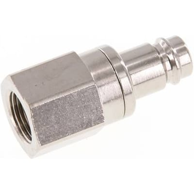 Vernikkeld Messing DN 10 Luchtkoppeling Insteeknippel G 3/8 inch Binnendraad Double Shut-Off - CLP10-F-BN-SV-038