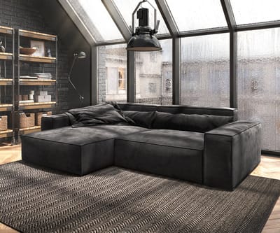 Hoekbank Sirpio XL 270x170 cm microvezel zwart recamiere variabele