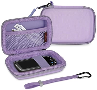 Hard Protective Case voor Freestyle Libre 3, Free 2 en Free Reader - Lichtgewicht, Schokbestendig met Clip en Handvat voor Diabetici (Grijs/Paarse)