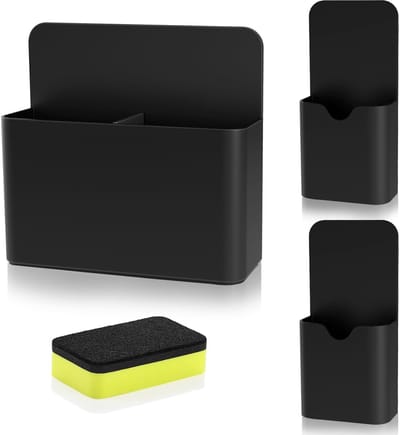Dailygoods- Whiteboardstift-houder robuust - Magnetische Organizer - 3-delige Set - Geschikt voor Metalen Oppervlakken - Hoogwaardig ABS-Materiaal - Gladde Randen - Penhouder