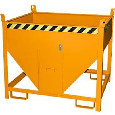 Bauer silocontainer SGS 50, met schuifpoort, L 1000 x B 1200 x H 1025 mm, 0,5 m³, tot 750 kg, staal, geel-oranje