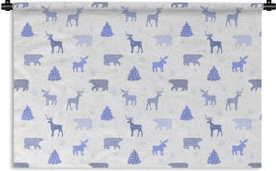 Wandkleed - Wanddoek - Hert - Patroon - Sneeuw - 180x120 cm - Wandtapijt