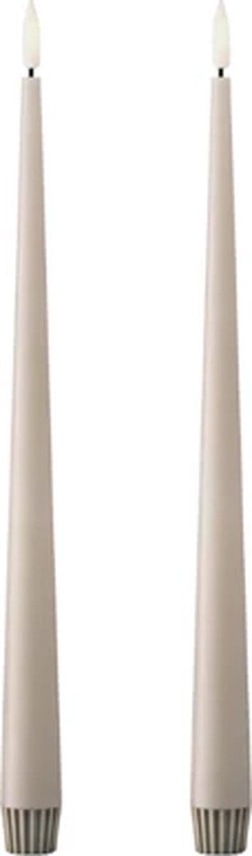 Ester & Erik Led Taper kaars 30cm linen grey set van 2