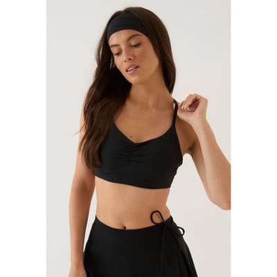 Dames Dsgn Studio Sculpt Geplooid Voorkant T-rug Sport Bh | Zwart | Maat: XS