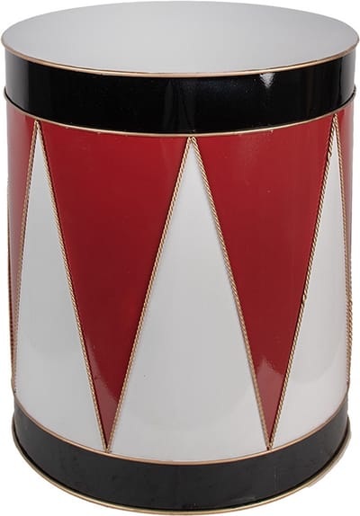 Clayre & Eef Kerstdecoratie Trommel Ø 43x51 cm Wit Rood Metaal