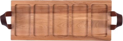 Bowls and Dishes | Puur Hout | Duurzaam | Beuken Streetfoodtray 49 cm 5-vaks handgr leer