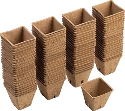 Famanu Kweekpotten, 6 x 6 cm, praktische set met 96 stuks, van papierpulp,, plantenpot, zaaipot, plantenkweekt, plantenkweek