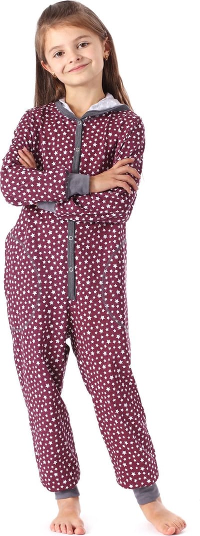 Merry Style Kinder Pyjama - ronde hals - lange mouwen - lange broek met zakken - Katoen - MS-MS10-223-PJ - Wein Sterne - 110-116