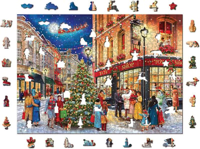 Houten Puzzel - Kerst Legpuzzel - Ontspanning Thuis - Unieke Stukjes Vormen - 51x37 cm - Meerkleurig