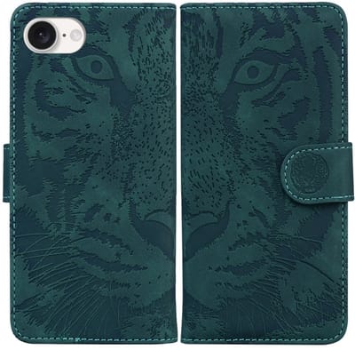 Coverup Hoesje - Geschikt voor iPhone 16e / 17e Hoesje - Coverup Tiger Book Case - Groen