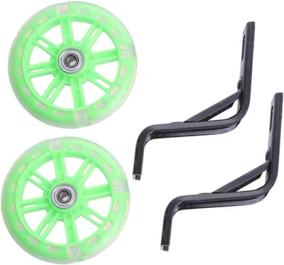 Kinderfiets Steunwielen - Zijwieltjes Balans - Fietsen Leren - Knipperend Licht - 12 Inch - Groen