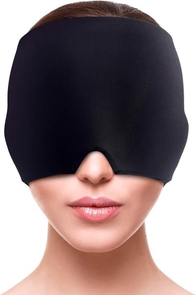 Migraine Masker - Koelmasker Gezicht - Hoofdpijn Verlichten - Dubbellaags Hydrogel - 18 x 11.6 x 4 cm - Zwart