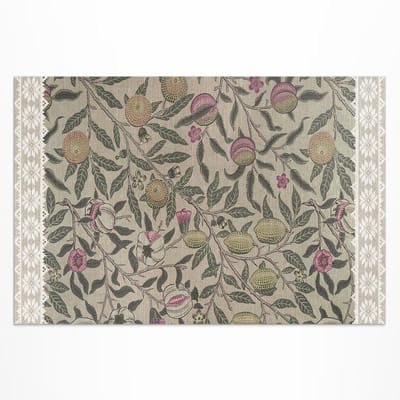 Wallfluent Vinyl Buitenkleed - Vinyl Vloerkleed Buiten William Morris Fruit - 60 x 90 cm - Rechthoek Vinyl Met Pes Versterking - Bruin Weerbestendig Vloerkleed - Bloemen En Planten Stijlvol Vinyl Vloerkleed - Buiten Vloerkleed Voor Tuin