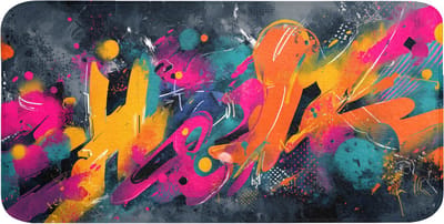 WC mat 120x60 cm - Antislip - Abstract - Graffiti - Kleurrijk - Verfspatten - Toiletmat - Vloermat - Douchemat - Toilet tapijt - Toiletmatten