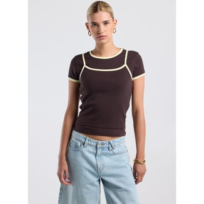 America Today Evea Dark Brown Maat: XS | Tops Outlet | Dames | Bruin