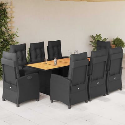 vidaXL - 9-delige - Tuinset - poly - rattan - zwart
