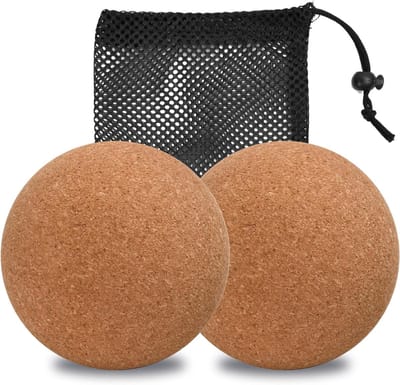 Set van 2 Kork Massageballen van 6 cm voor Trigger Point Therapie en Myofasciale Ontspanning, Ideaal voor Yoga en Fitness