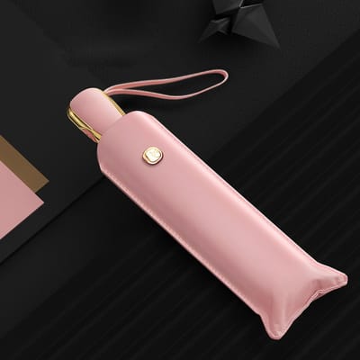 Parapluie Plat Automatique Anti UV Parapluie de Soleil Portable 6 Baleines Pliant Parasol pour Usage Quotidien Voyage rose