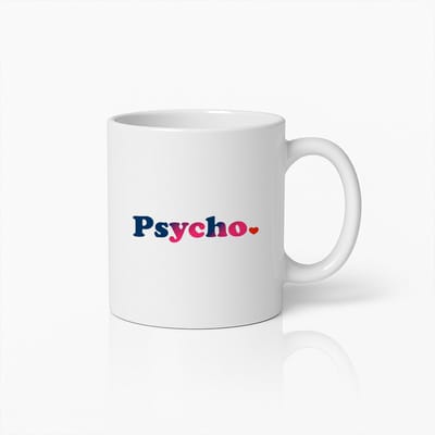 Psycho Mok 330ml – Grappige Koffiebeker met Stoer Design – Uniek Cadeau voor Vrienden en Collega’s
