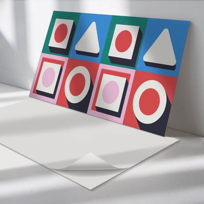 Wallfluent Vinyl Wandpaneel - Geometrie met schaduwen Zelfklevende Wandbekleding - 100 cm x 50 cm - Rood Vinyl Wandpaneel - 1 stuk - Rechthoekig Wandbekleding Vinyl - Abstractie Wandpaneel - Wandpaneel PVC - Wandpaneel Keuken en Badkamer