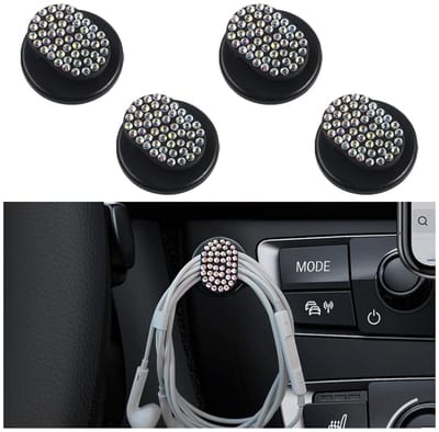 Dailygoods- Autohaken 4 Stuks - Mini Haken - Decoratieve Strass-Haken - Ruimtebesparend - Hoogwaardige ABS-Materiaal - Veilig en Duurzaam - Haakjes