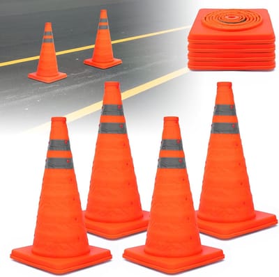 Vouwbare verkeerswaarschuwingsconen, 45 cm, reflecterend, set van 4, ideaal voor verkeersveiligheid en wegbeheer