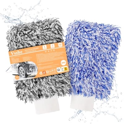 Microvezel Autowashandschoenen - 2 stuks, Krasbestendige en Zachte Reinigingshandschoenen voor Auto