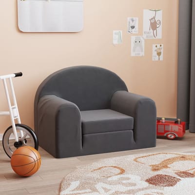 vidaXL - Kinderslaapbank - zacht - pluche - antracietkleurig