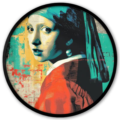 Poster in lijst Rond - Fotolijst 40x40 cm - Posters - Klassiek - Pareloorbel - Streetartstijl - Kleurrijk - Ronde posterlijst zwart - Decoratie - Wanddecoratie woonkamer - Muurdecoratie slaapkamer