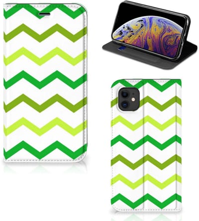 Standcase Hoesje voor Apple iPhone 11 Hoesje met Magneet Zigzag Groen