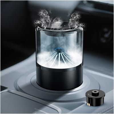 Auto Luchtverfrisser Diffuser met Blue Ocean Geur van MMOBIEL - Langdurige Auto Luchtverfrisser - met 2 Spray-modi, 4 Intensiteitsniveaus, Auto Aan/Uit & Kabel - Werkt op USB of Batterijen – Vlamvrij