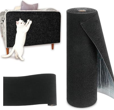 Zelfklevende Zwarte Krabmat voor Katten - Krabben op Muur en Vloer, Anti-Kras Tapijt voor Meubels en Deuren, Ideaal voor Huiskatten