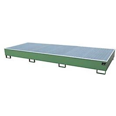 Bauer RW-GR 3600-3 PE vakkenbak, met rooster en PE inzet, B 3262 x D 1312 x H 383 mm, tot 1000 liter, gelakt staal, reseda groen