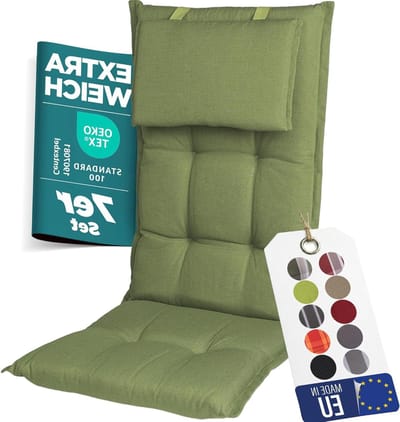 Tuinzittingen Hoge Stoel - Kussens Tuinstoel - Comfortabel Zitten - Extra Dikke Vulling - Set van 7 - Groen
