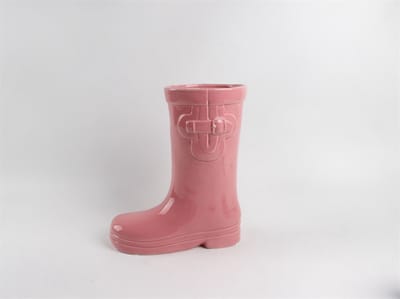 HomeBound by KY | Aardewerk vaas regenlaars roze | 25,7x12,8x29cm | bloemenvaas keramiek laars roze