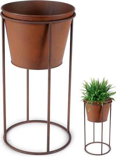 Bloempot Op Standaard Metaal 44 cm - Plantenstandaard - Plantenmand - voor Planten - Bloemen