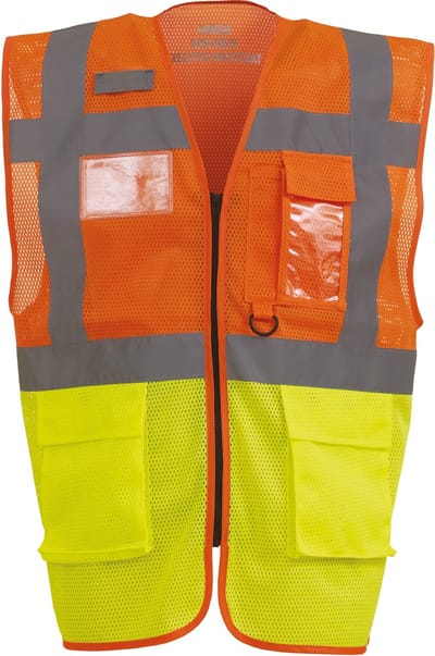 Yoko Top Cool -hoge zichtbaarheid vest YHVW820 - Hi Vis Orange / Hi Vis Yellow - S