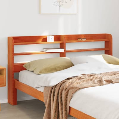 vidaXL - Hoofdbord - met - schappen - 160 - cm - massief - grenenhout - wasbruin