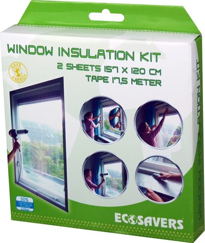 EcoSavers Raamisolatie Set Isolatie voor Ramen (enkellaags) | Isolatie voor beglazing | Raam Isolatie Folie met dubbelzijdig tape