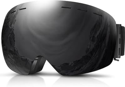 YAGXIG Skibril - Anti-condens skibril - Snowboardbril - Unisex skibril - Dubbellaagse UV-anti-condens skibril - Frameloze skibril - 100% UV-bescherming - Zwart