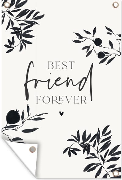 Muurdecoratie BFF - Quotes - Best friend forever - Spreuken - Beste vrienden - 120x180 cm - Tuinposter - Tuindoek