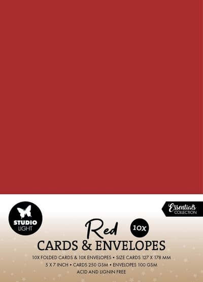 Cards & envelopes Christmas red 5x7 inch - Essentials nr. 15