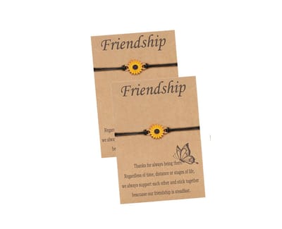 Bixorp Friends Vriendschapsarmbandjes voor 2 met Zonnebloem Zwart Bandje - BFF Armband Meisjes - Best Friends Armband Vriendschap Cadeau voor Twee