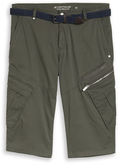 Tom Tailor - TTMAX REGULAR overknee-short met riem - Maat 31 - khaki mini weave print