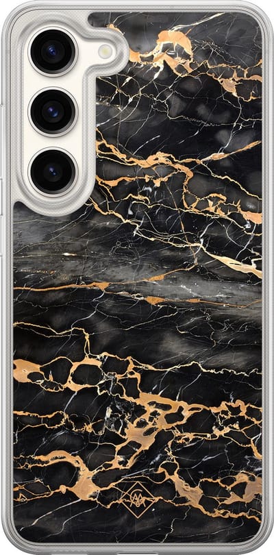 Casimoda® hoesje - Geschikt voor Samsung Galaxy S23 - Marmer Grijs Brons - 2-in-1 case - Schokbestendig - Marble design - Verhoogde randen - Grijs, Transparant