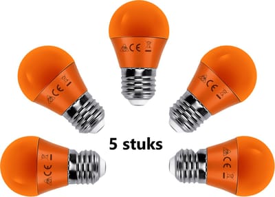 G45 kogellamp 5 stuks | E27 LED lamp 4W=30W gloeilamp | oranje licht